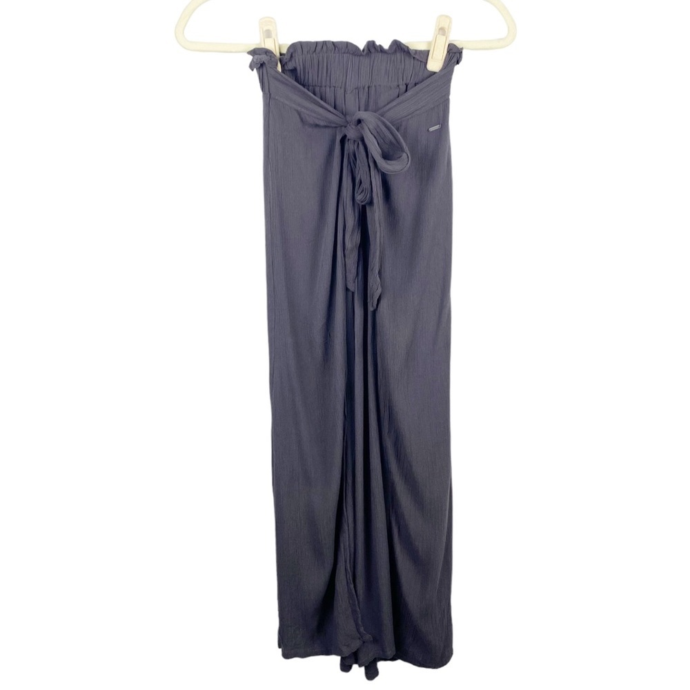 Funky Buddha Womens Tie Front Wide Leg Pants Size XS Lagenlook Pull On Purple